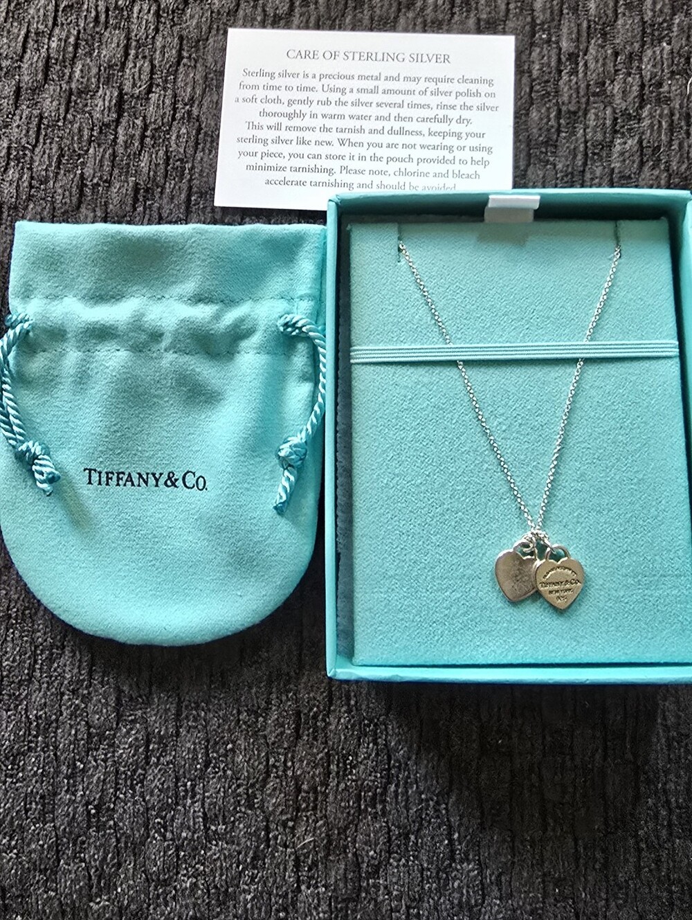 Tiffany & Co. Silver Double Heart Pendant Necklace
